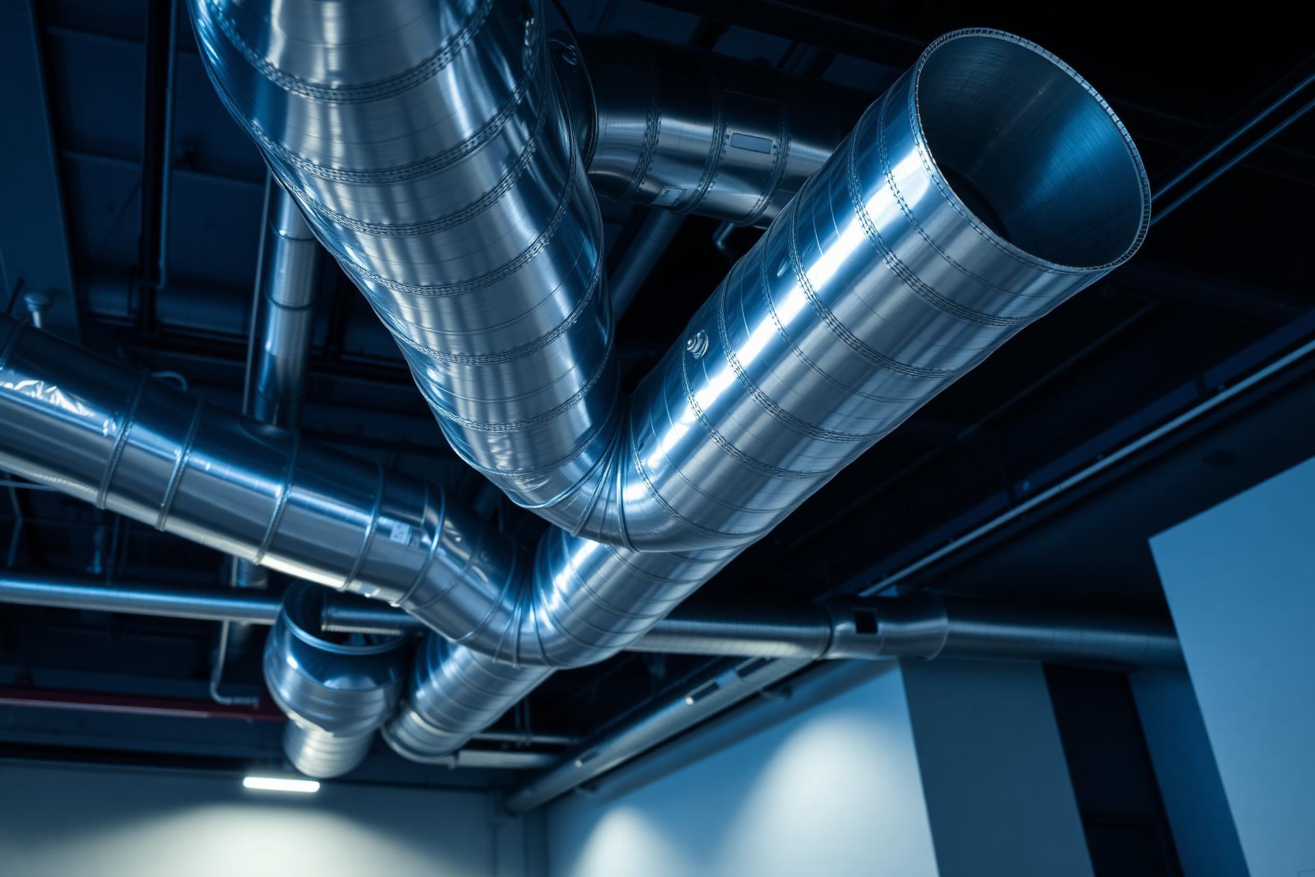 Rede de dutos galvanizados instalada em obra HVAC